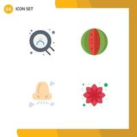 4 Flat Icon concept for Websites Mobile and Apps web breathe drink melon nose Editable Vector Design Elements