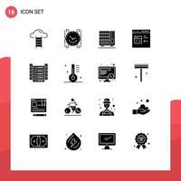 16 Universal Solid Glyphs Set for Web and Mobile Applications development coding home code drawer Editable Vector Design Elements