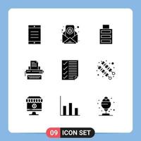 Pictogram Set of 9 Simple Solid Glyphs of document check full paper type Editable Vector Design Elements