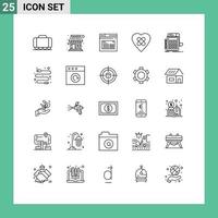 paquete de iconos de vector de stock de 25 signos y símbolos de línea para parche de página de contabilidad bancaria curar elementos de diseño de vector editables