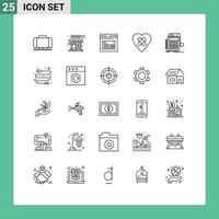 Stock Vector Icon Pack of 25 Line Signs and Symbols for banking accounting page patch heal Editable Vector Design Elements