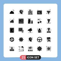 25 User Interface Solid Glyph Pack of modern Signs and Symbols of web security programming human development building Editable Vector Design Elements