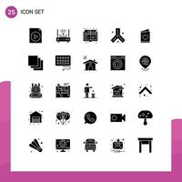 Mobile Interface Solid Glyph Set of 25 Pictograms of love science art dna biology Editable Vector Design Elements