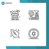 paquete de iconos de vectores de stock de 4 signos y símbolos de línea para elementos de diseño de vectores editables del círculo de dinero de la furgoneta verde de la ciudad