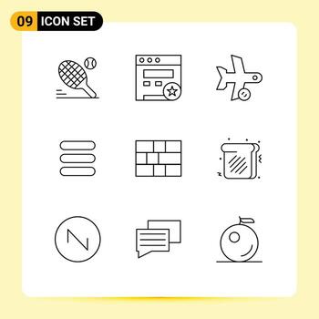 9 Thematic Vector Outlines and Editable Symbols of security firewall plane text list Editable Vector Design Elements