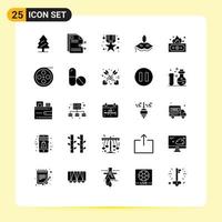 Group of 25 Modern Solid Glyphs Set for risky venetian document costume prize Editable Vector Design Elements