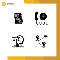 Modern Set of 4 Solid Glyphs and symbols such as audit help data report service Editable Vector Design Elements