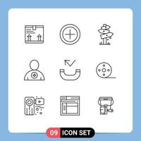 Pictogram Set of 9 Simple Outlines of call favorite board booked avatar Editable Vector Design Elements
