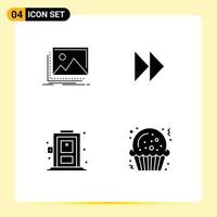 Universal Icon Symbols Group of 4 Modern Solid Glyphs of gallery home nature forward door Editable Vector Design Elements