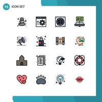 paquete de iconos de vector de stock de 16 signos y símbolos de línea para el estudio de atomización educación de la escuela del ventilador elementos de diseño de vector creativo editable