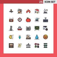 Modern Set of 25 Filled line Flat Colors Pictograph of microscope dollar protection shopping cyber crime fire place Editable Vector Design Elements