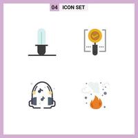 paquete de iconos de vector de stock de 4 signos y símbolos de línea para música de sable de luz explorar ok quemar elementos de diseño de vector editables