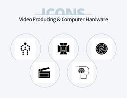 producción de video y diseño de iconos del paquete de iconos de glifos de hardware de computadora 5. Encendiendo. iluminación. película. movimiento. captura vector