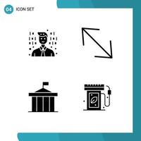 4 Thematic Vector Solid Glyphs and Editable Symbols of development court arrow acropolis earth day Editable Vector Design Elements