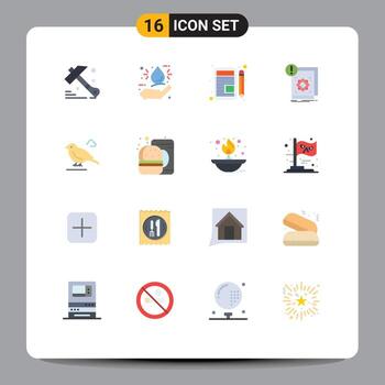 Paquete de 16 colores planos de interfaz de usuario de signos y símbolos modernos de alerta británica escribir información paquete editable estándar de elementos de diseño de vectores creativos