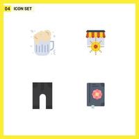 Group of 4 Flat Icons Signs and Symbols for beer pants shop business book Editable Vector Design Elements