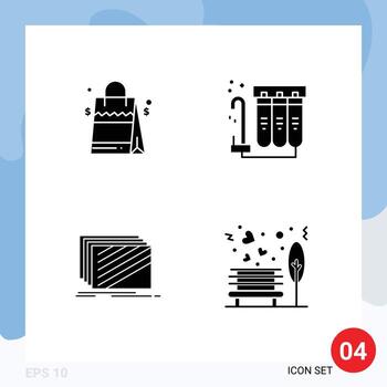 Group of 4 Modern Solid Glyphs Set for bag layer american purification texture Editable Vector Design Elements