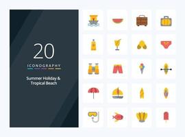 20 icono de color plano de playa para presentación vector