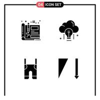 Set of 4 Vector Solid Glyphs on Grid for blueprint light sketch idea braces Editable Vector Design Elements