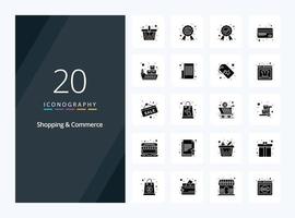 20 Shopping And Commerce Solid Glyph icon for presentation vector