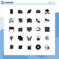 Set of 25 Modern UI Icons Symbols Signs for network case day briefcase ireland Editable Vector Design Elements