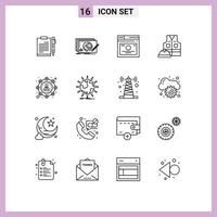 16 Creative Icons Modern Signs and Symbols of labour jacket quicklinks design page layout Editable Vector Design Elements