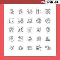 Set of 25 Commercial Lines pack for clock train moon seats data Editable Vector Design Elements