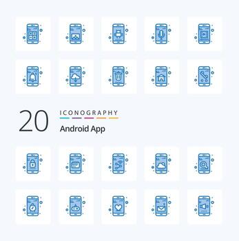 20 Android App Blue Color icon Pack like weather app smartphone mobile phone smartphone vector