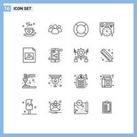 User Interface Pack of 16 Basic Outlines of file time basic web ux Editable Vector Design Elements