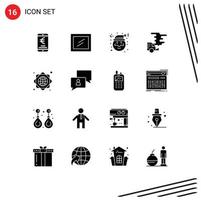 Group of 16 Modern Solid Glyphs Set for worldwide global infrastructure claus pollution emission Editable Vector Design Elements