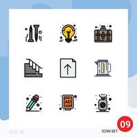 Universal Icon Symbols Group of 9 Modern Filledline Flat Colors of import stair handbag home construction Editable Vector Design Elements