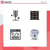 Universal Icon Symbols Group of 4 Modern Filledline Flat Colors of eco browser summer drawer web content Editable Vector Design Elements