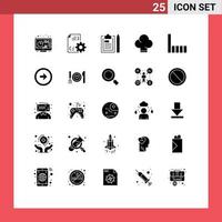 Editable Vector Line Pack of 25 Simple Solid Glyphs of signal connection document hat chef Editable Vector Design Elements