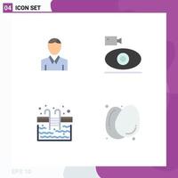 Set of 4 Commercial Flat Icons pack for account pool person camera water Editable Vector Design Elements