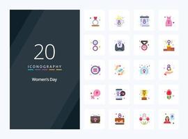 20 icono de color plano del día de la mujer para la presentación vector