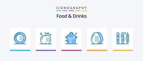 Food and Drinks Blue 5 Icon Pack Including drinks. food. food. egg. cooking. Creative Icons Design vector