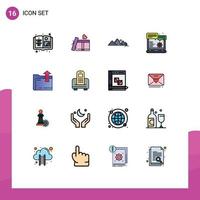 Modern Set of 16 Flat Color Filled Lines Pictograph of file folder nature option website browser Editable Creative Vector Design Elements