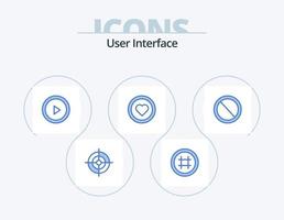 User Interface Blue Icon Pack 5 Icon Design. user. no. play. interface. love vector