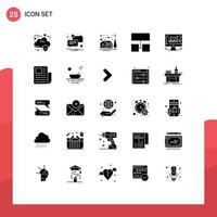 25 iconos creativos signos y símbolos modernos del gráfico del monitor mapa del sitio de la computadora de navidad elementos de diseño vectorial editables vector