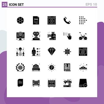 25 Universal Solid Glyphs Set for Web and Mobile Applications ui interface support call web Editable Vector Design Elements