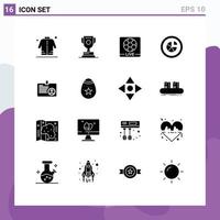 Set of 16 Commercial Solid Glyphs pack for report diagram game chart football Editable Vector Design Elements
