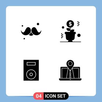 paquete de interfaz de usuario de 4 glifos sólidos básicos de accesorios éxito día del padre dinero electrónica elementos de diseño vectorial editables vector