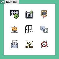 Pictogram Set of 9 Simple Filledline Flat Colors of solution challenge security business public Editable Vector Design Elements