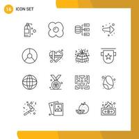 16 Universal Outline Signs Symbols of graphical chart base business forward Editable Vector Design Elements