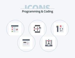 Programming And Coding Flat Icon Pack 5 Icon Design. development. coding. development. development. coding vector