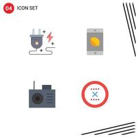 4 User Interface Flat Icon Pack of modern Signs and Symbols of energy cancel nature mobile close Editable Vector Design Elements