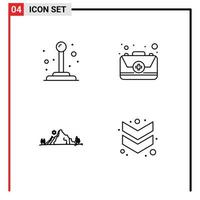 Modern Set of 4 Filledline Flat Colors Pictograph of control hill aid kit tree Editable Vector Design Elements