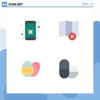 Set of 4 Modern UI Icons Symbols Signs for close holiday app map pills Editable Vector Design Elements