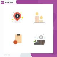 Universal Icon Symbols Group of 4 Modern Flat Icons of gear deadline options fire planning Editable Vector Design Elements