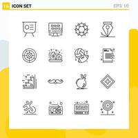 Universal Icon Symbols Group of 16 Modern Outlines of gear ink web freeform save Editable Vector Design Elements